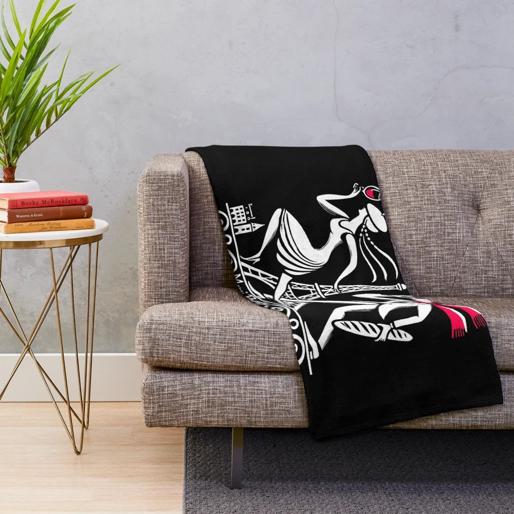 Soft and cozy plush blanket with a Parisian-inspired design