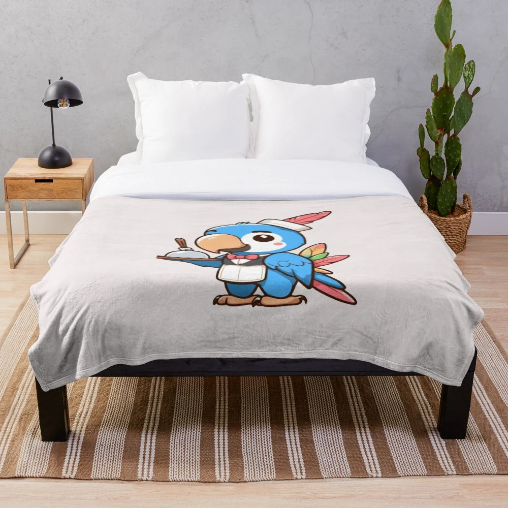 Parrot plush blanket with waiter uniform design