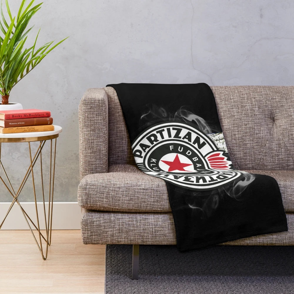 Partizan Beograd inspired plush blanket with team colors