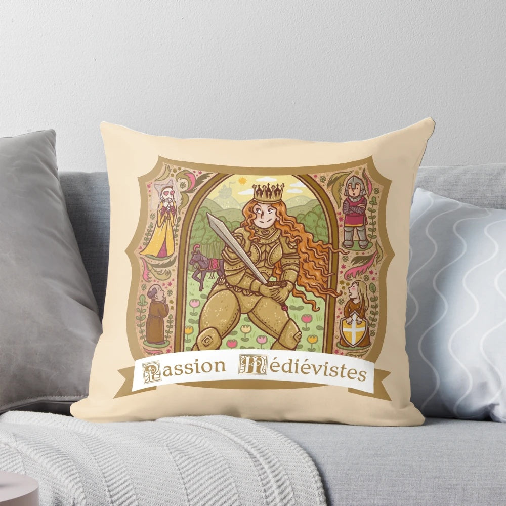 Medieval history podcast episode 100 pillow with knights, armor, and women in the middle ages