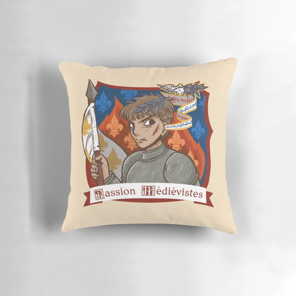 Pillow featuring the cover art for the "Passion Medievalists" podcast episode 39, focusing on the lives of medieval women.