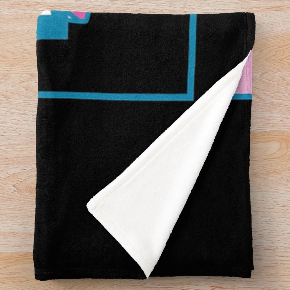 Soft, cozy plush blanket featuring a pastel-colored crossdressing anime boy character