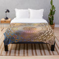 Pastel and gold mandala plush blanket with reiki choku rei symbol