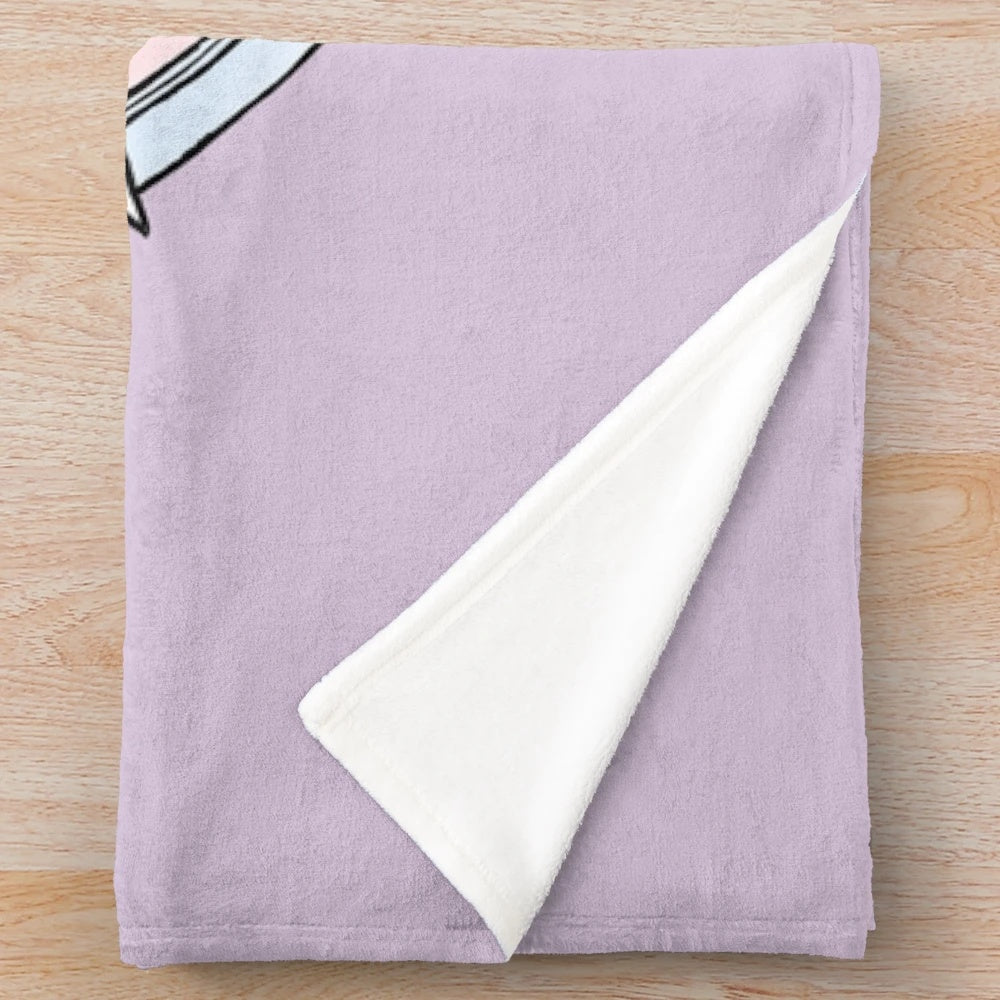 Pastel anime-inspired plush blanket with medieval magical girl design