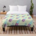 Kawaii blueberry soda themed plush blanket in soft pastel colors