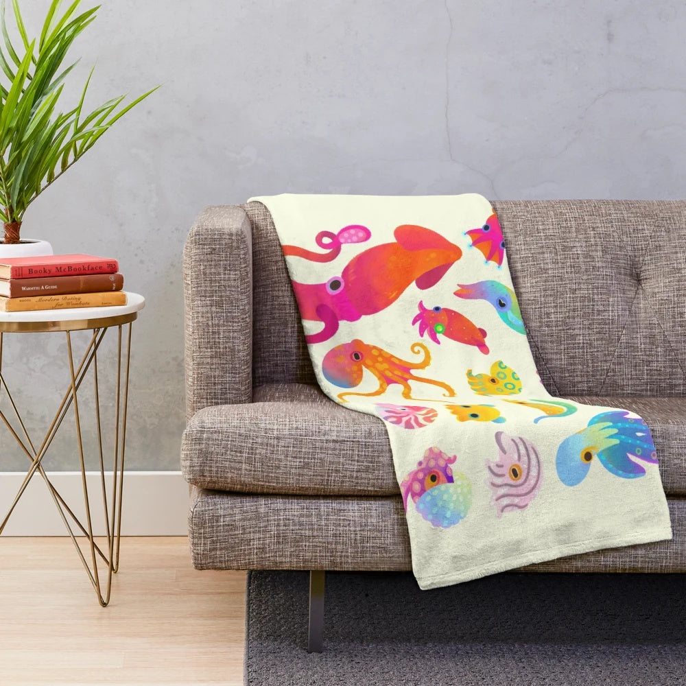 Pastel cephalopod plush blanket with soft, cozy design