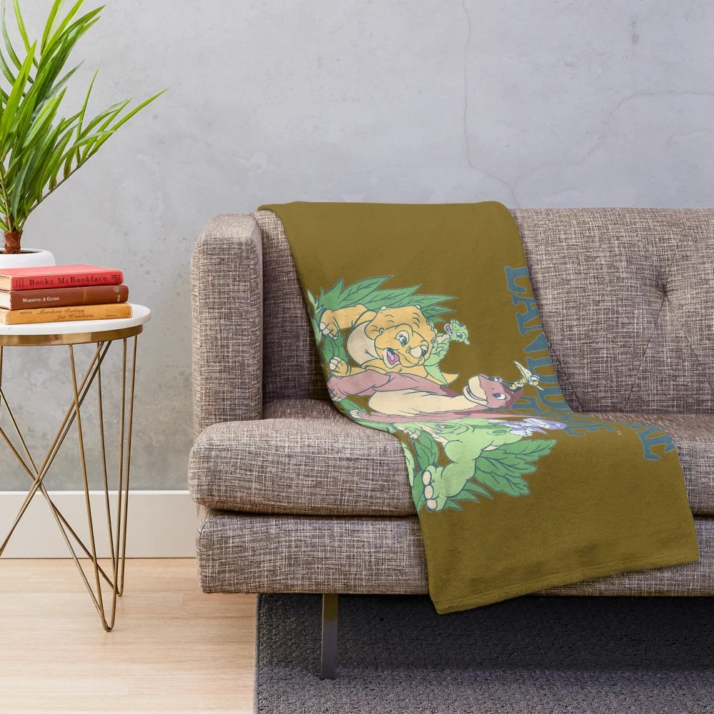Pastel Dinosaur Plush Blanket - Cozy Land Before Time Inspired Bedding