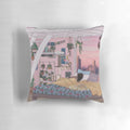 Pastel floral print pillow with moon and constellation design for a cozy, aesthetic bedroom