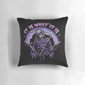 Pastel goth grim reaper drip pillow with dark humor and sarcastic design