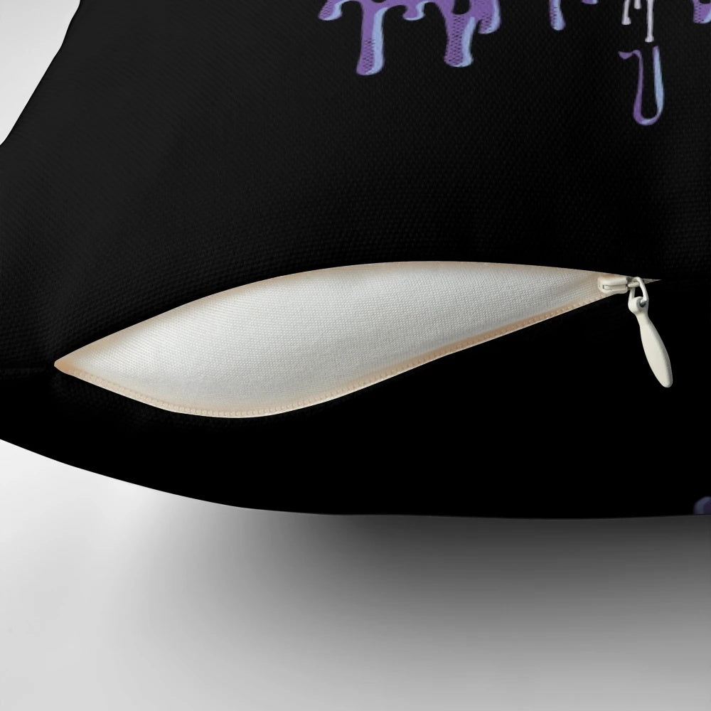 Pastel goth grim reaper drip pillow with dark humor and sarcastic design