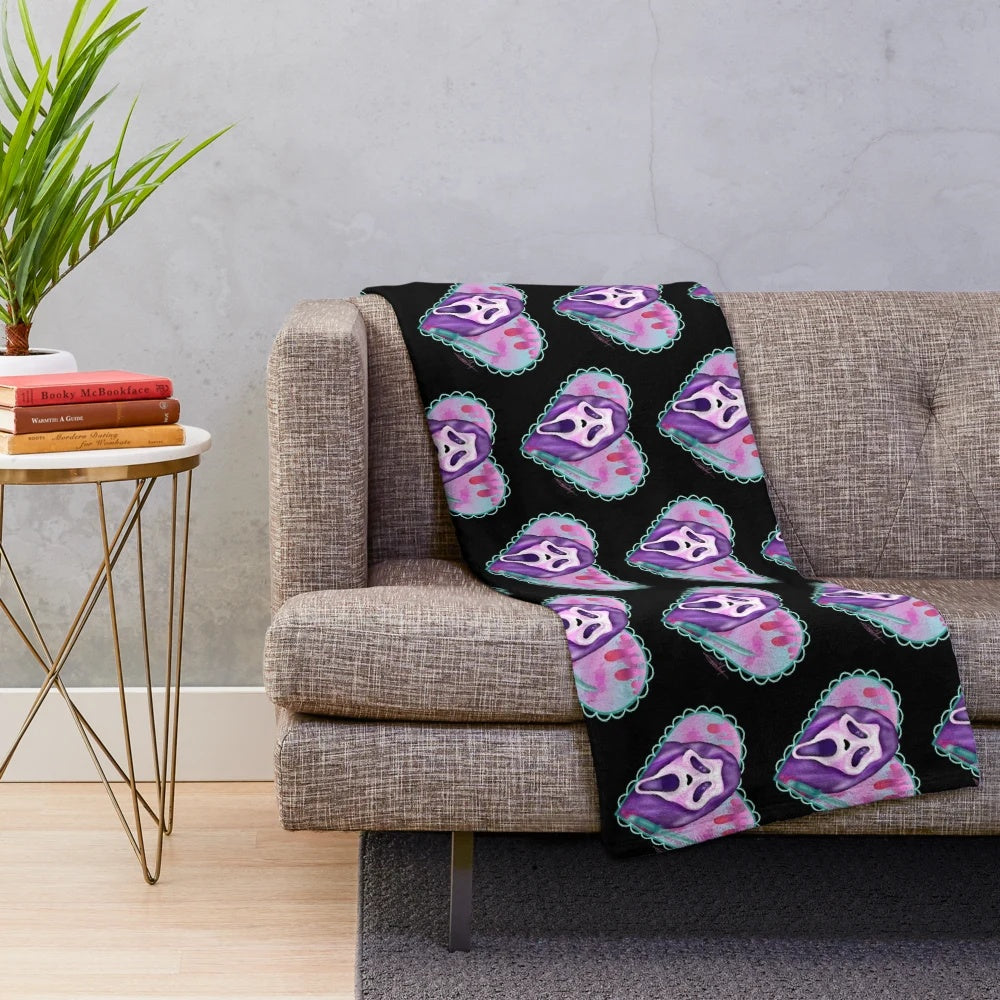 Pastel goth Kawaii Ghostface plush blanket