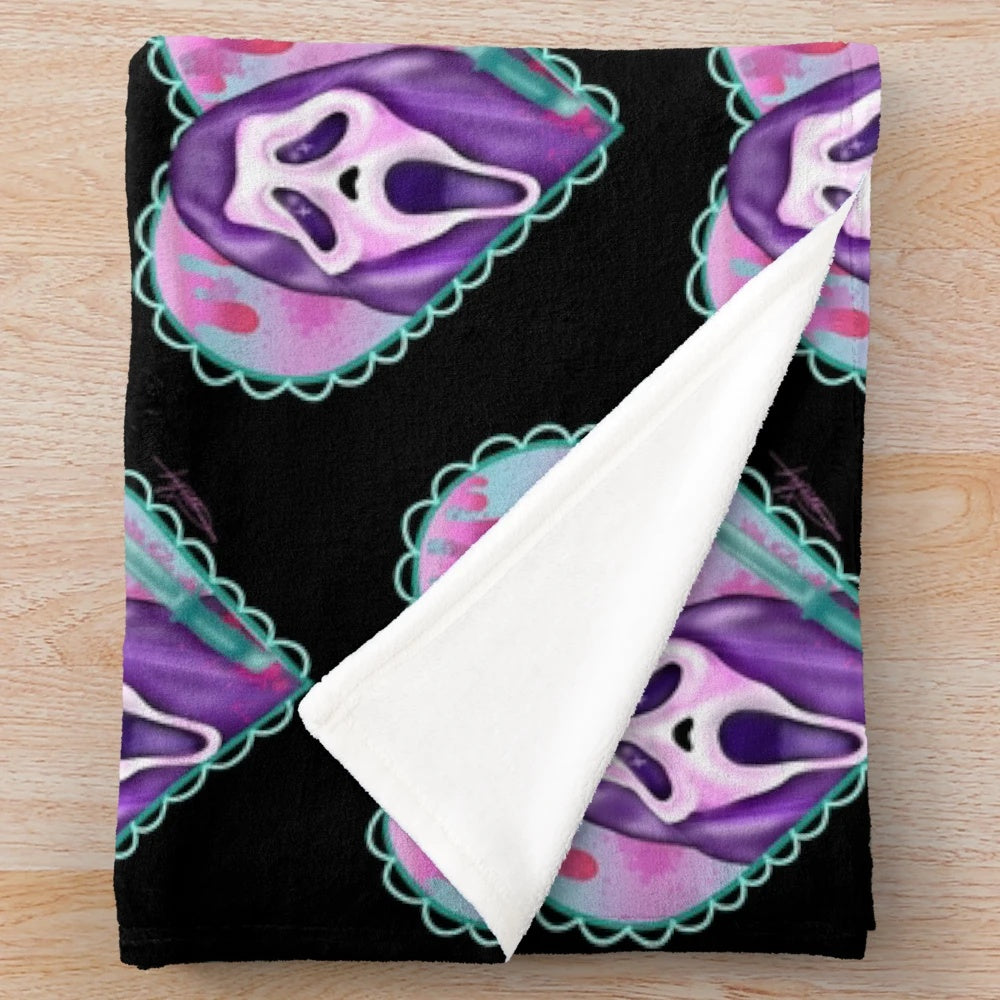 Pastel goth Kawaii Ghostface plush blanket