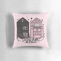 Pastel goth pillow featuring a reversible design with a creepy cute and witchy aesthetic