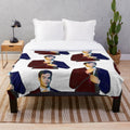 Pastel holographic plush blanket with an image of comedian Bill Hader from SNL