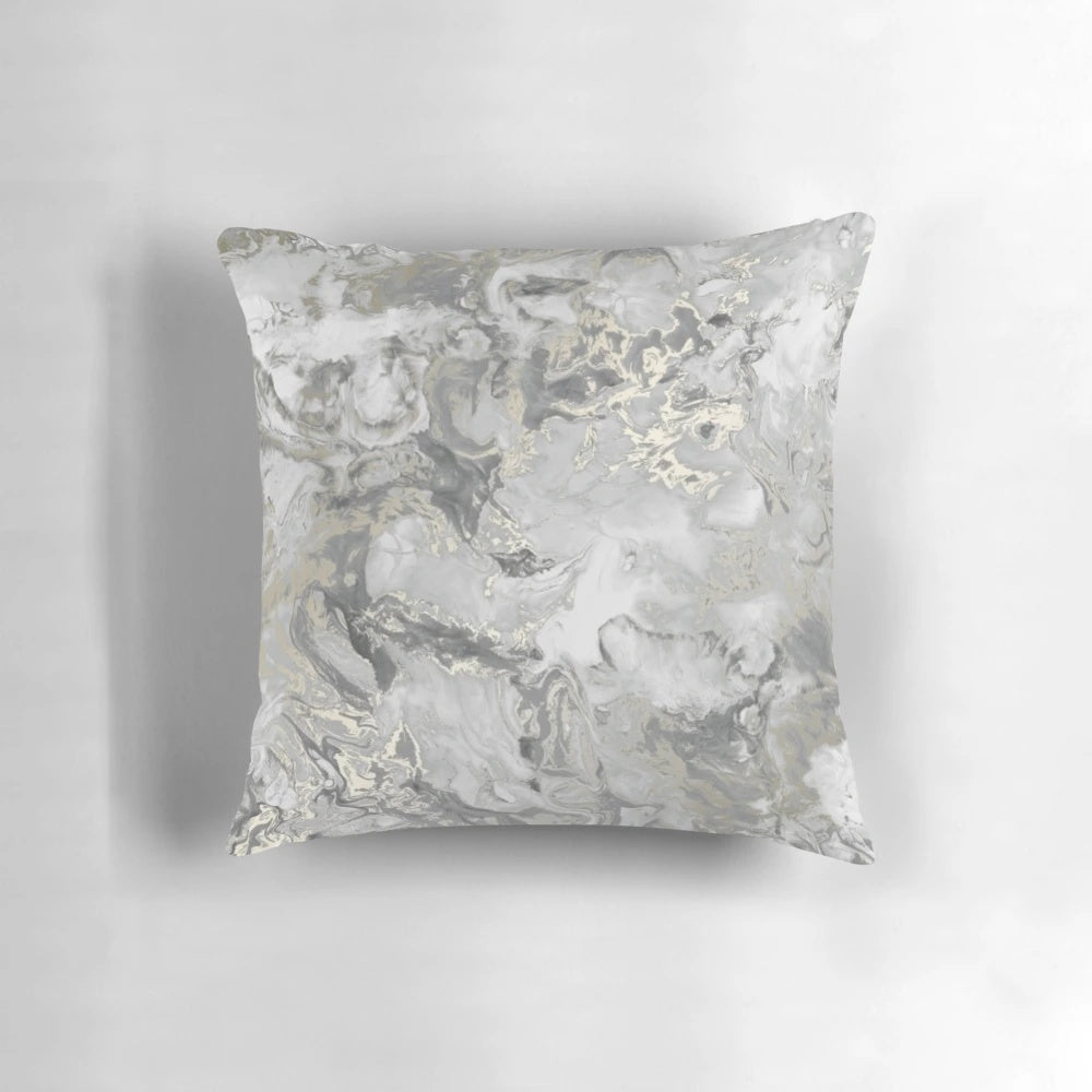 Pastel blue and gold marble pattern decorative pillow