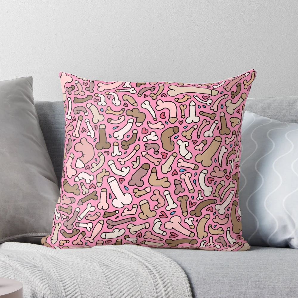 Pastel-colored penis-shaped decorative pillow for home decor