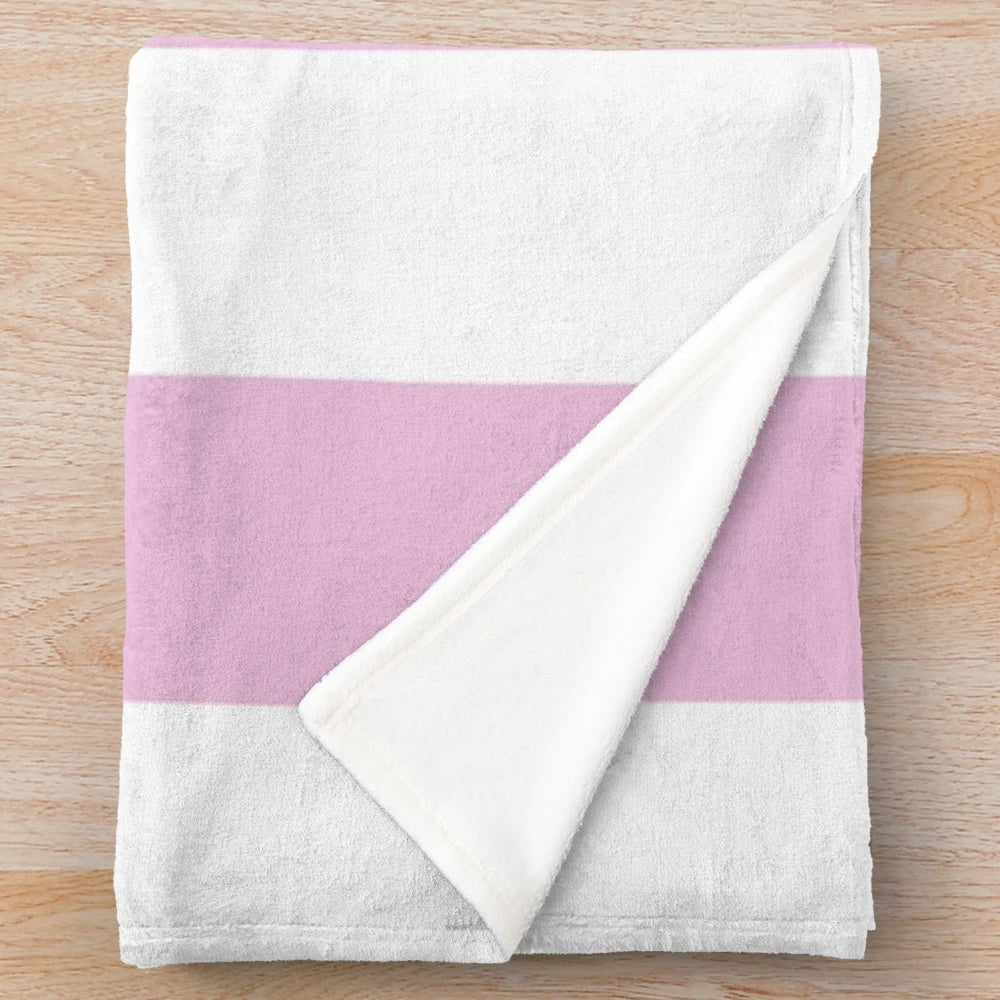 Pastel pink and white vertical stripe pattern plush blanket