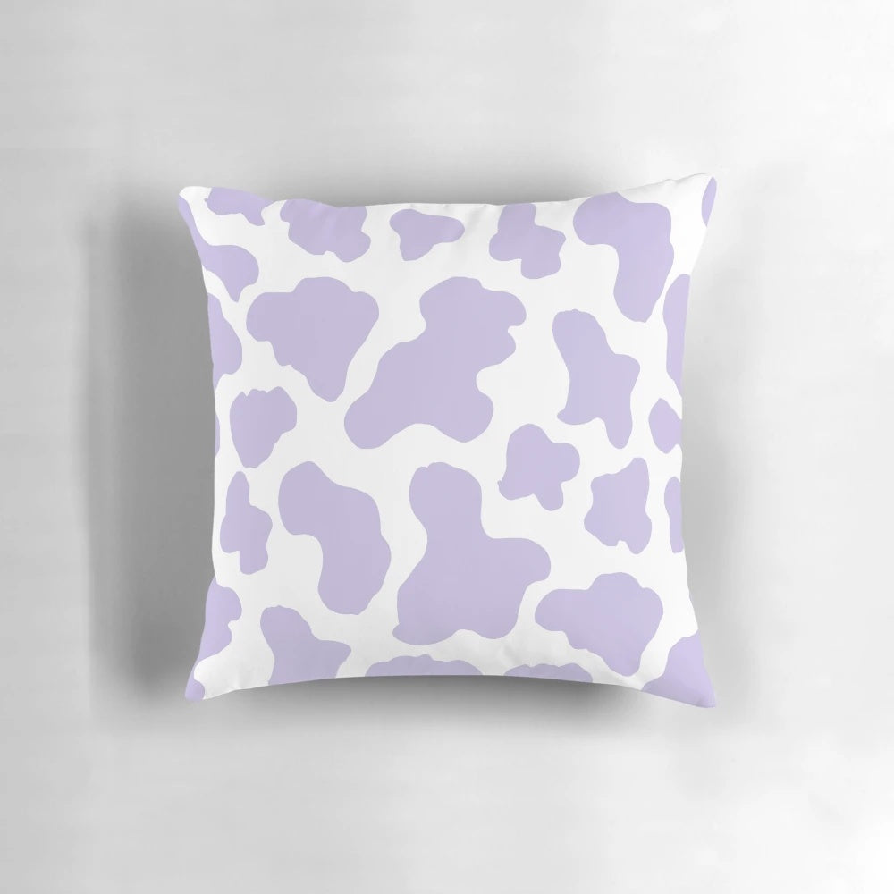 Pastel purple cow print aesthetic pattern decorative throw pillow