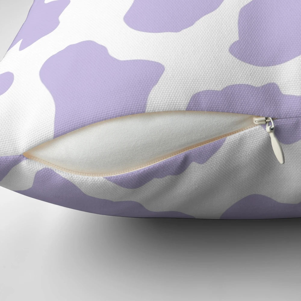 Pastel purple cow print aesthetic pattern decorative throw pillow