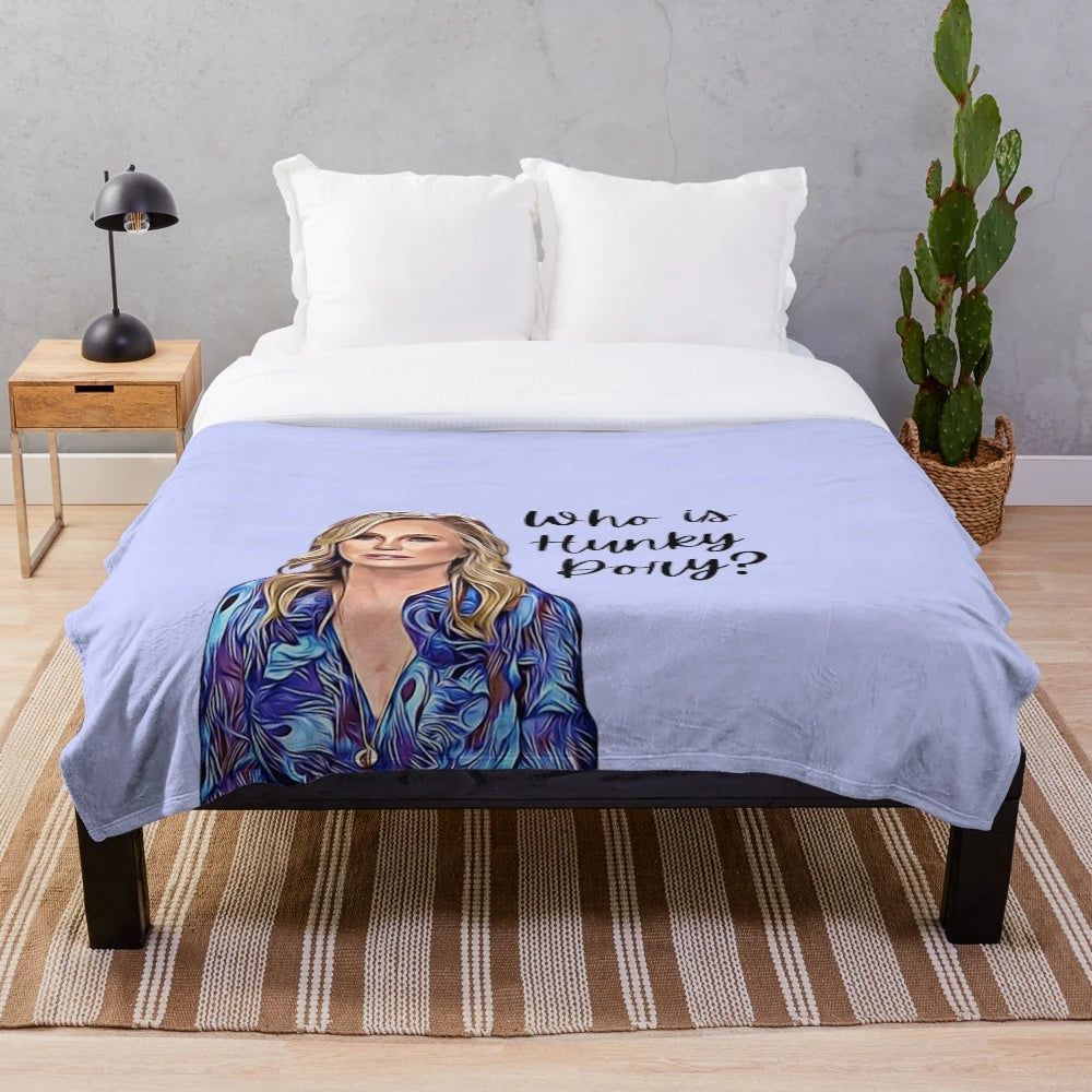Pastel rainbow gradient plush blanket featuring a funny real housewives meme