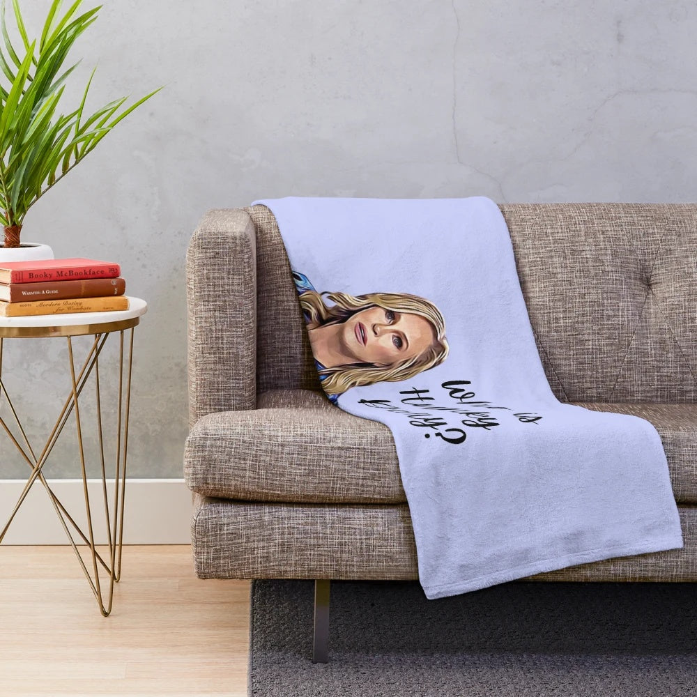 Pastel rainbow gradient plush blanket featuring a funny real housewives meme