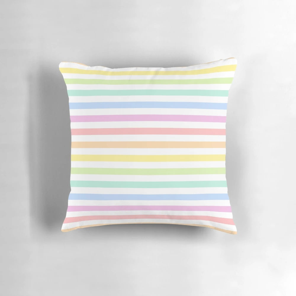 Pastel rainbow stripes decorative pillow, a colorful striped accent pillow for the home