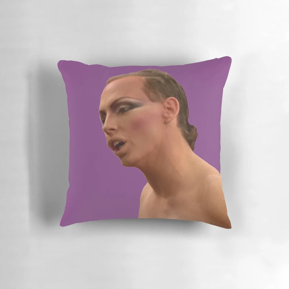 Pastel-colored vaporwave-inspired decorative pillow with minimalist design