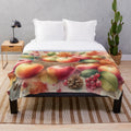 Plush blanket with a pastel watercolor painting of fall apples