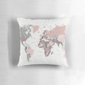 Pastel pink and hunter green world map wall art