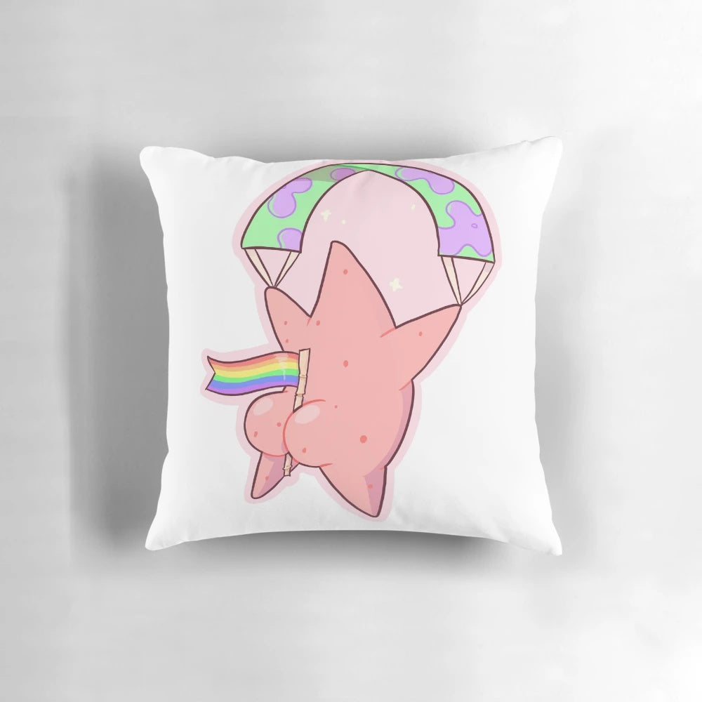 Colorful Pride-themed Pillow featuring Patrick Star from Spongebob Squarepants