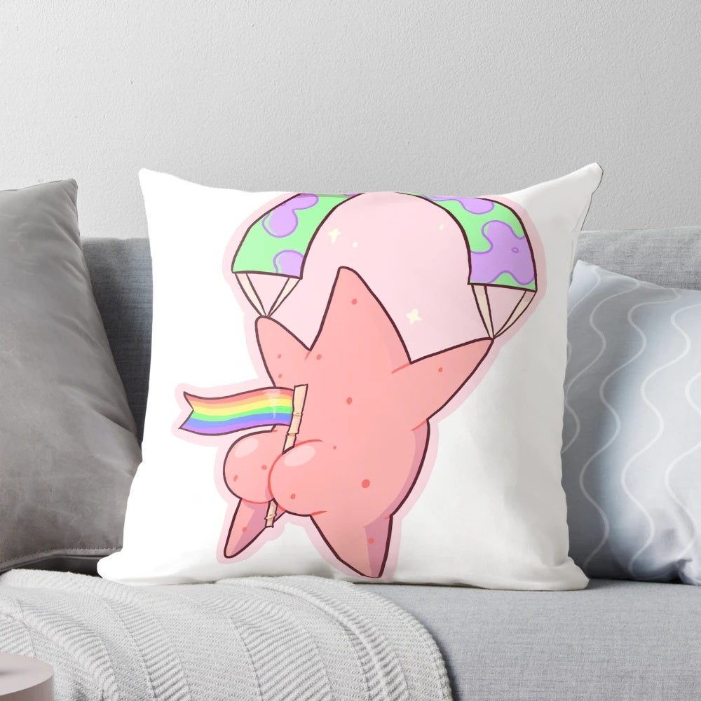 Colorful Pride-themed Pillow featuring Patrick Star from Spongebob Squarepants