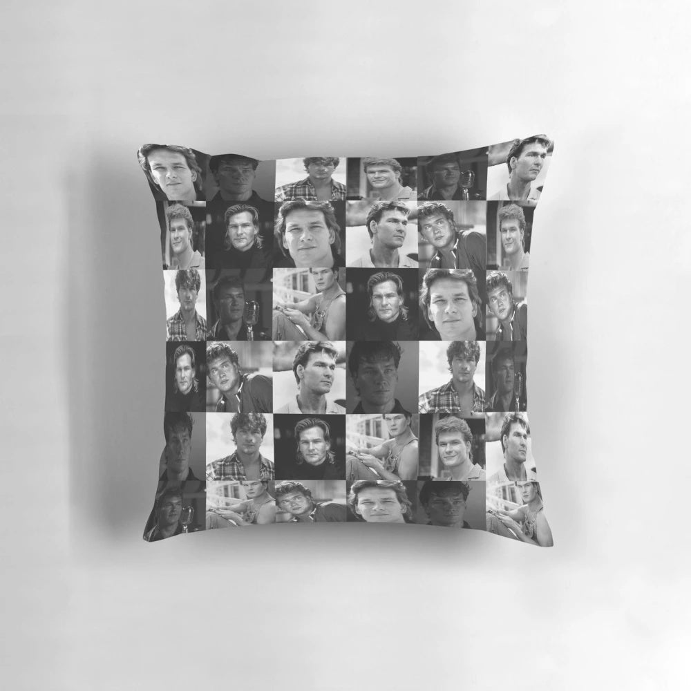 Patrick Swayze 'Dirty Dancing' sticker printed on a soft, plush travel pillow case