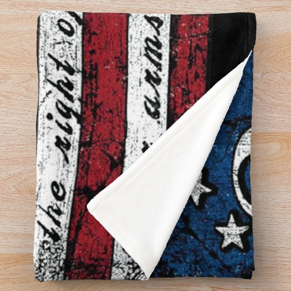Vintage 2nd Amendment Flag Plush Blanket with American Stars and Stripes Design