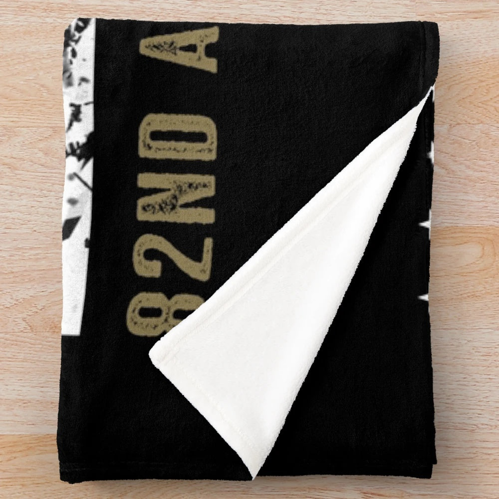 82nd Airborne Division inspired distressed American flag plush blanket