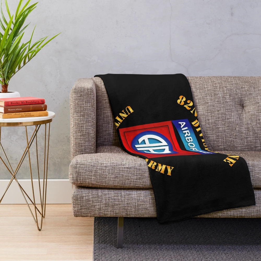 82nd Airborne Division military plush blanket