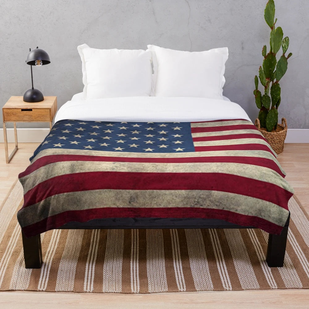 American flag plush blanket for patriotic home decor