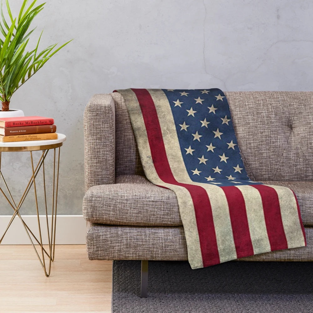 American flag plush blanket for patriotic home decor
