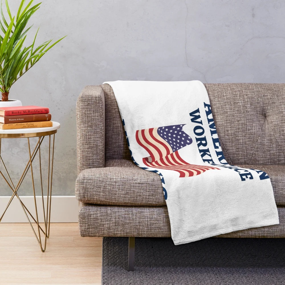 Mechanic American Workforce Plush Blanket featuring an American flag design
