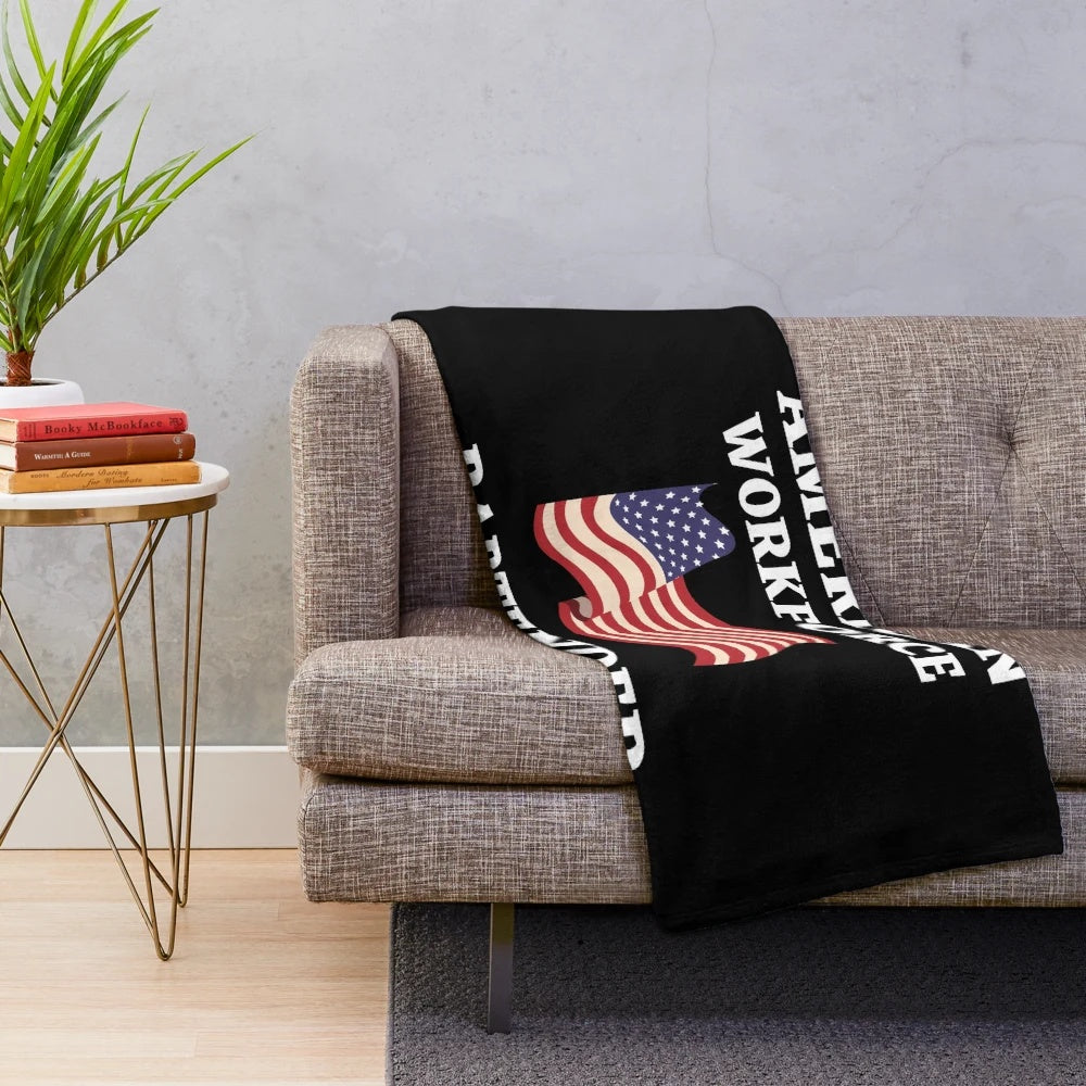 Patriotic bartender American workforce plush blanket with American flag design