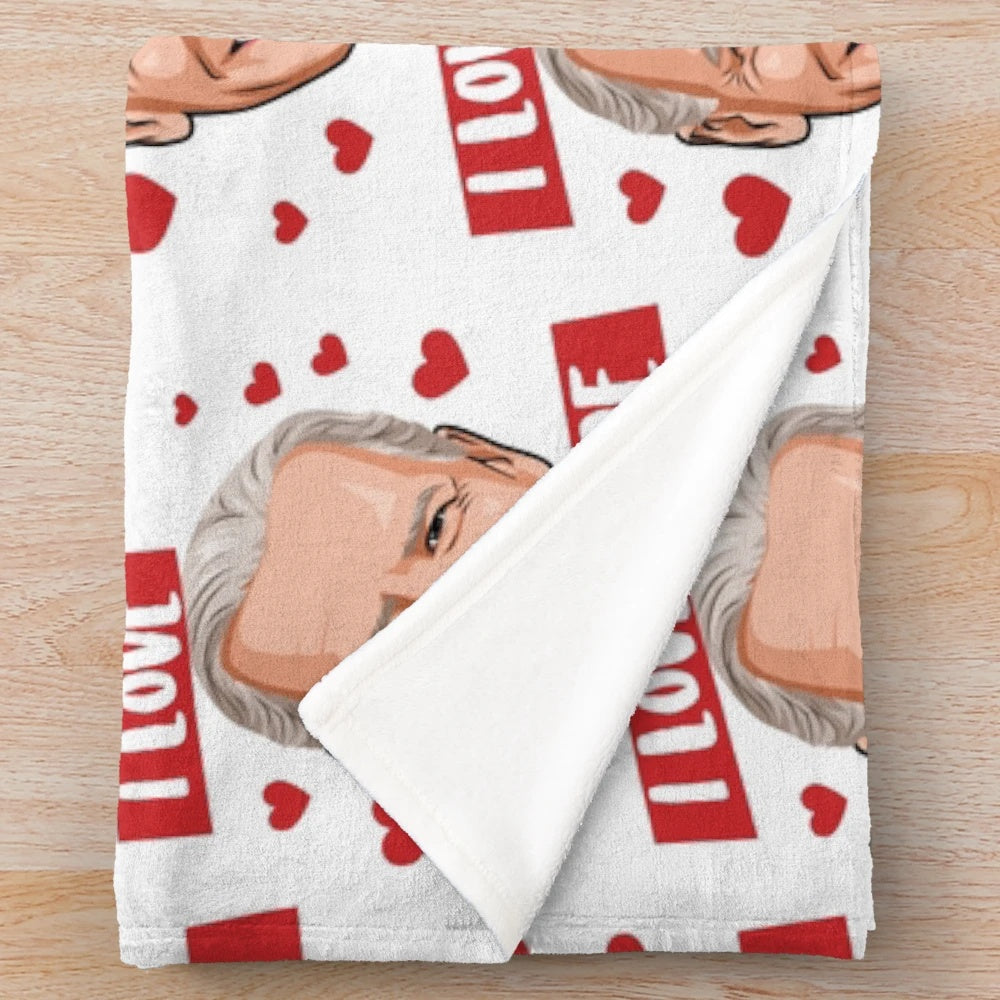 Soft and cozy plush blanket featuring a portrait of President Joe Biden