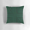 Detailed image of a British racing green mini cooper 3D union jack flag pillow