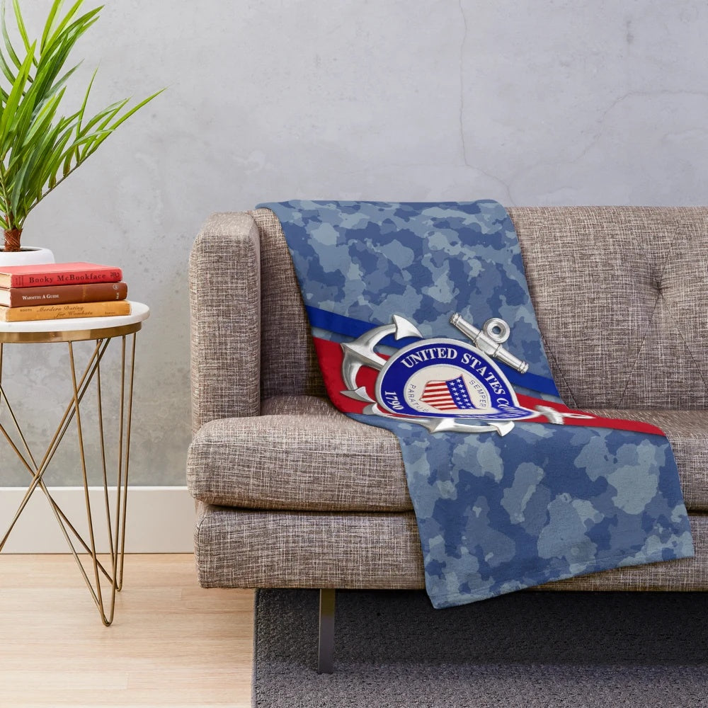 Coast Guard Plush Blanket with Patriotic Design