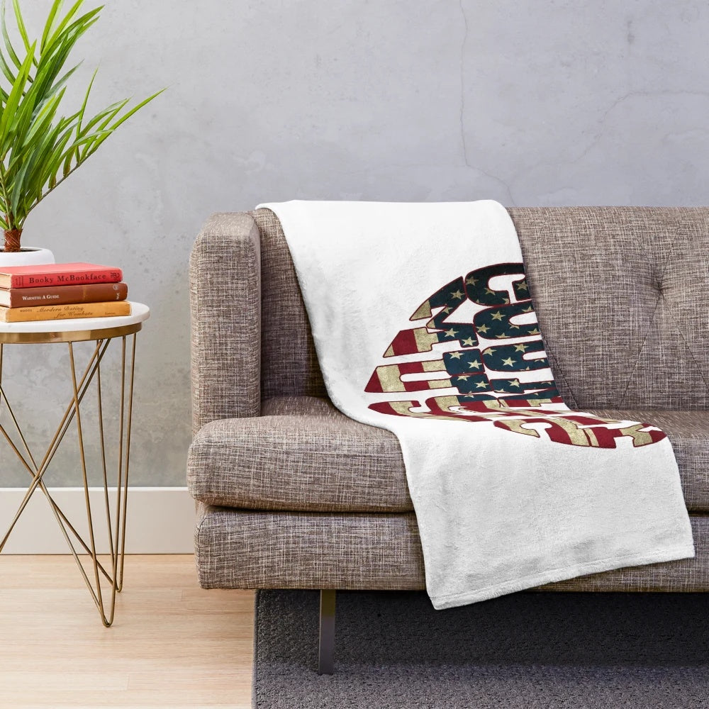 Patriotic country music lover plush blanket with USA flag and country music design