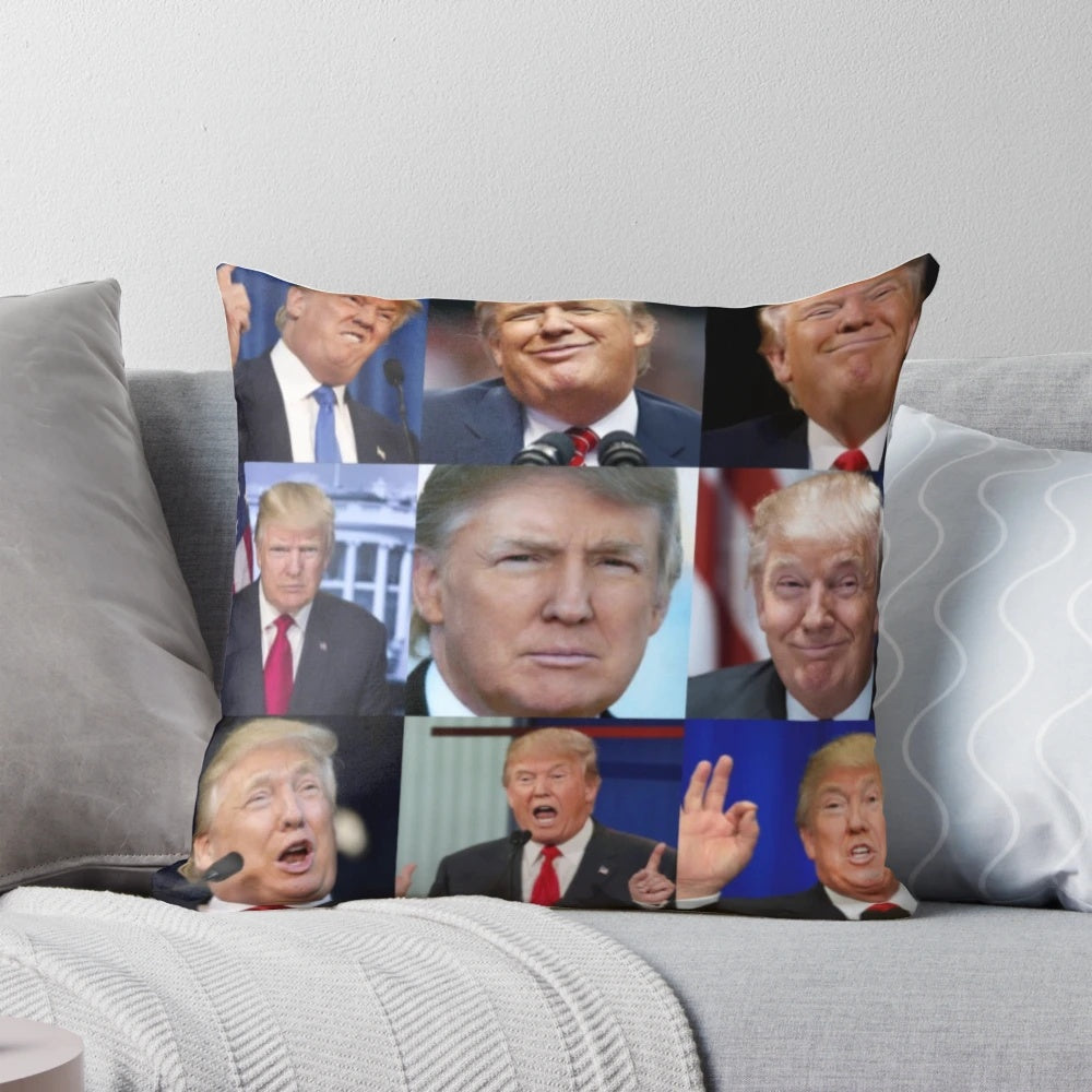 Donald Trump Pillow with American Flag Design
