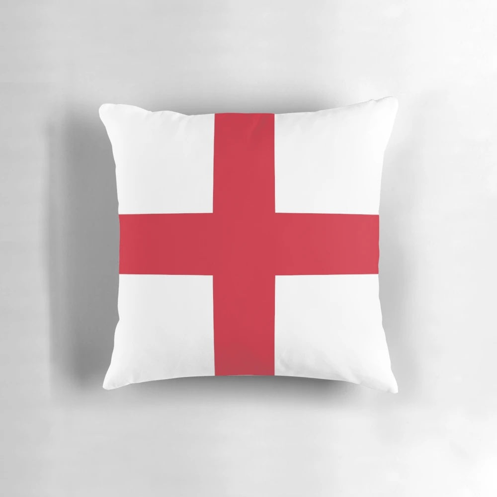 England flag (St. George's Cross) printed on a white pillow