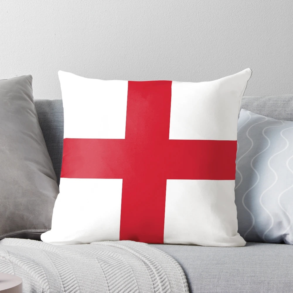 England flag (St. George's Cross) printed on a white pillow