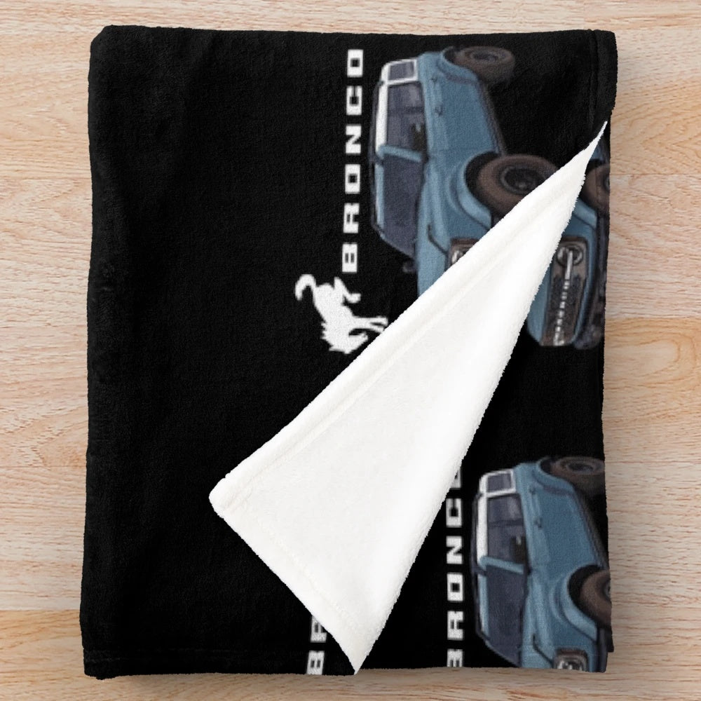Ford Bronco inspired plush blanket with American flag design