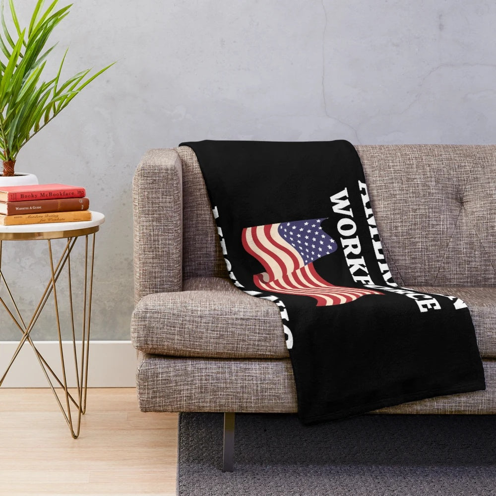 Mechanic American Workforce Plush Blanket featuring the American flag