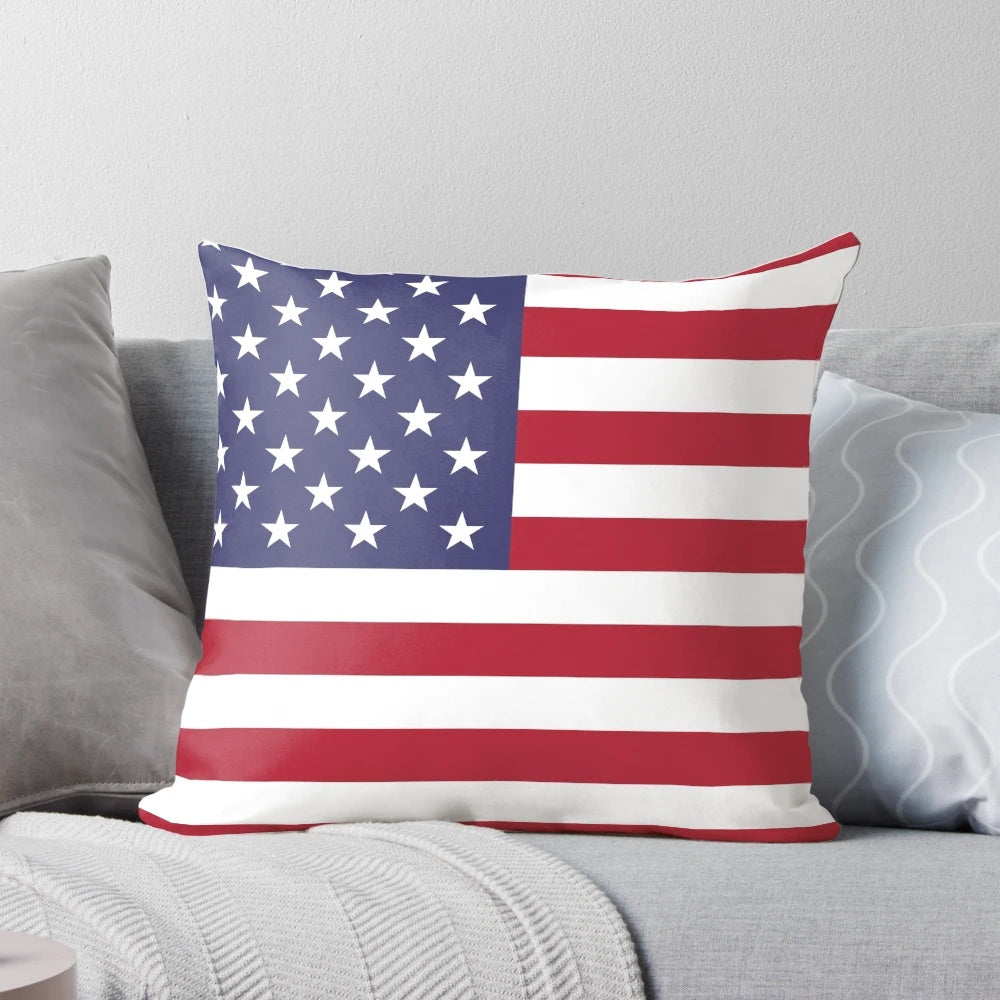 Vibrant and colorful patriotic pillow featuring the American flag design