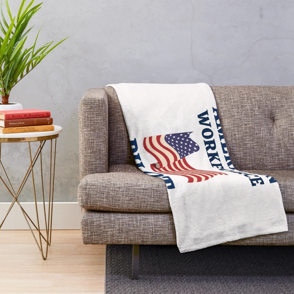 Pilot American Workforce Plush Blanket with American Flag Design